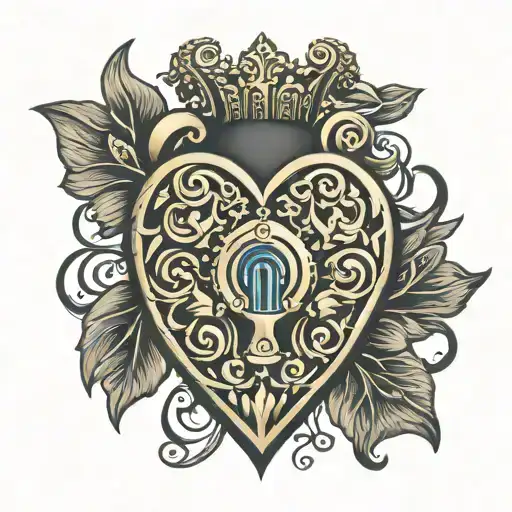 iman in a heart shaped lock tattoo design idea