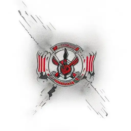 Ukrainian flag in black and red colors with blood tattoo design idea