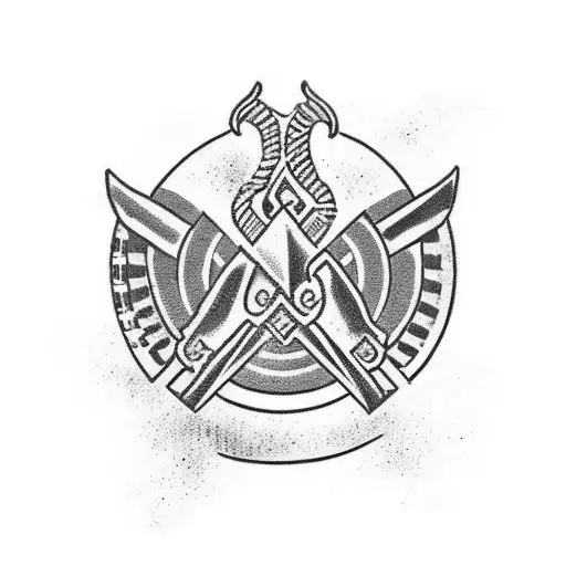 Ukrainian trident with flag in the style of trash polka tattoo design idea