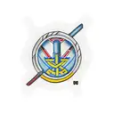 Ukrainian trident with flag in the style of trash polka tattoo design idea