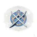 Ukrainian trident with flag in the style of trash polka tattoo design idea