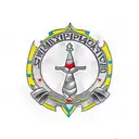 Ukrainian trident with flag in the style of trash polka tattoo design idea