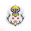 Ukrainian flag in black and red colors with red dots tattoo design idea