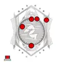 Ukrainian flag in black and red colors with red dots tattoo design idea