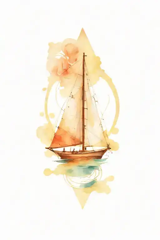 old compass rose sailboat lite house tattoo design idea