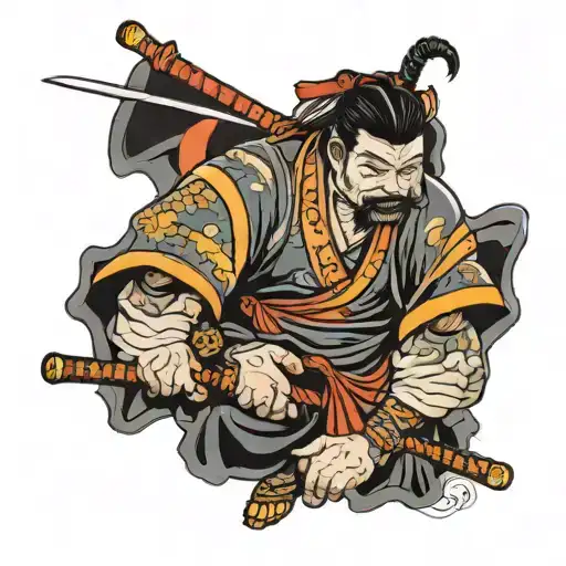 Ronin samurai warrior holding tattoo design idea