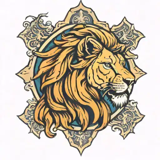 lion cross jesus tattoo design idea