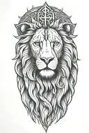 jesus cross lion head tattoo design idea