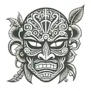 tiki mask tattoo design idea