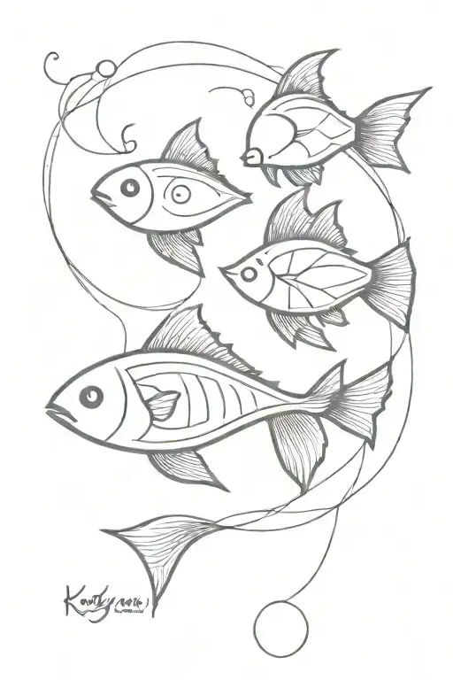 Koy fish and "Gemini"  tattoo design idea
