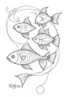 Koy fish and "Gemini"  tattoo design idea