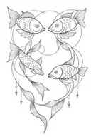 Koy fish and "Gemini"  tattoo design idea
