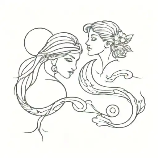virgo and pisces zodiac sign tattoo design idea