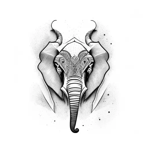 hooded crow and elephant morph  tattoo design idea