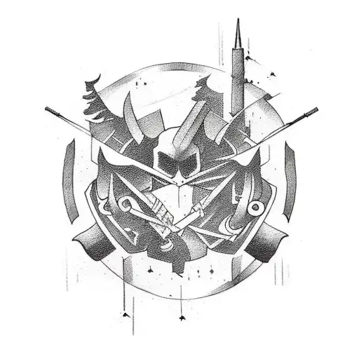 Create a unique tattoo design that represents an equipment or workout of  Crossfit and counter-strike tattoo design idea