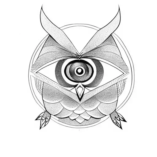 all seeing eye and owl  tattoo design idea