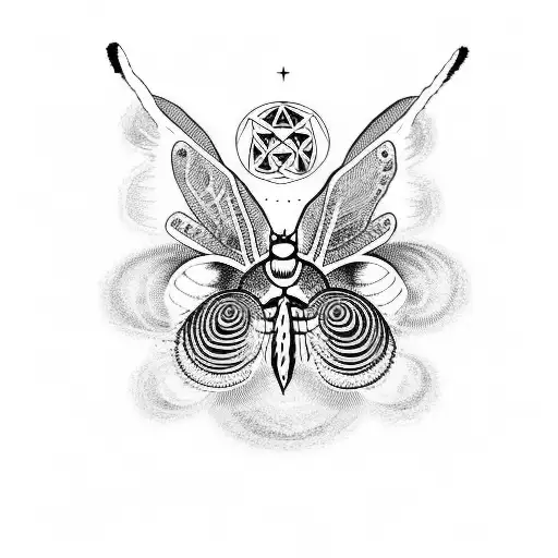 deaths head moth with all seeing eye  tattoo design idea
