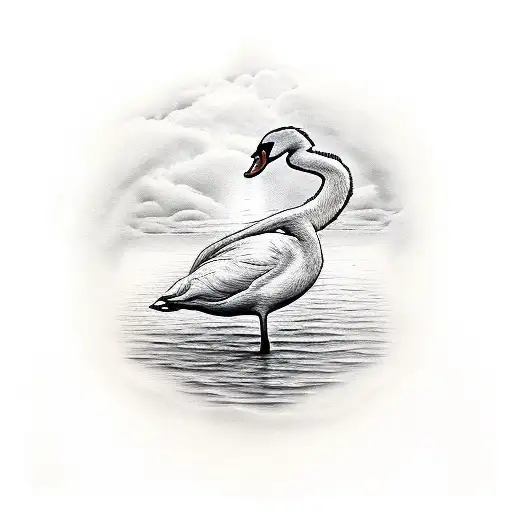 Oar with Swan and lyrics inside of it tattoo design idea