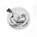 Oar with Swan and lyrics inside of it tattoo design idea
