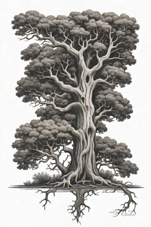 oak tree tattoo design idea