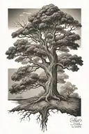 oak tree tattoo design idea