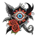 evil eye with crosses   tattoo design idea
