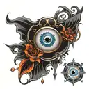 evil eye with crosses   tattoo design idea