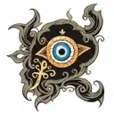 evil eye with crosses   tattoo design idea