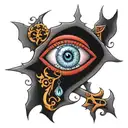 evil eye with crosses   tattoo design idea