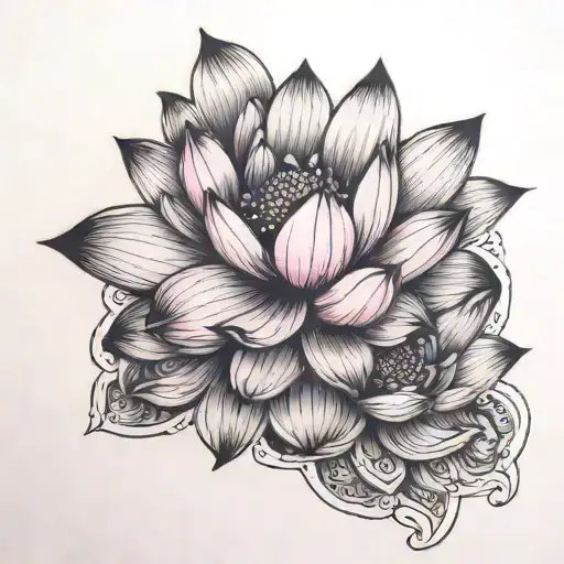  FUCK MY LIFE, lotus flowers, pink tattoo design idea