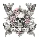 FUCK MY LIfe  pink tattoo design idea