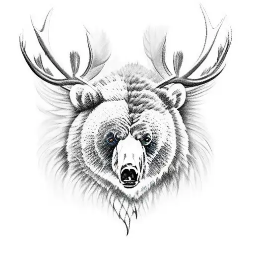 feathers, bear , elk  tattoo design idea