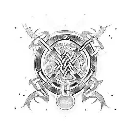 Combine Nordic runes with knotwork in a blackwork style tattoo tattoo design idea