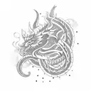 Nordic knotwork depicting a nordic dragon around vegvisirin a blackwork style tattoo tattoo design idea