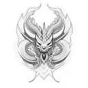 Nordic knotwork depicting a nordic dragon around vegvisirin a blackwork style tattoo tattoo design idea