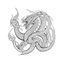 Nordic knotwork depicting a nordic dragon around vegvisirin a blackwork style tattoo tattoo design idea