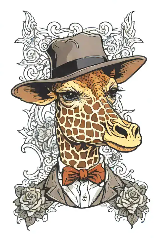 giraffe dressed as a peaky blinder Thomas Shelby tattoo design idea