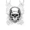 flames, bones, skulls, guns,  tattoo design idea