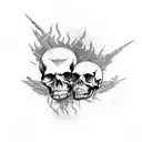 flames, bones, skulls, guns,  tattoo design idea
