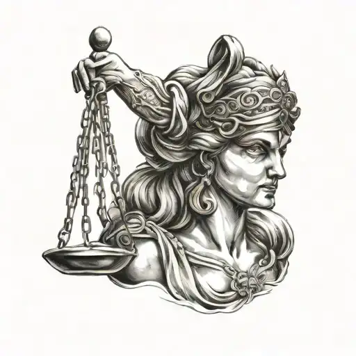 lady justice blindfolded tattoo design idea