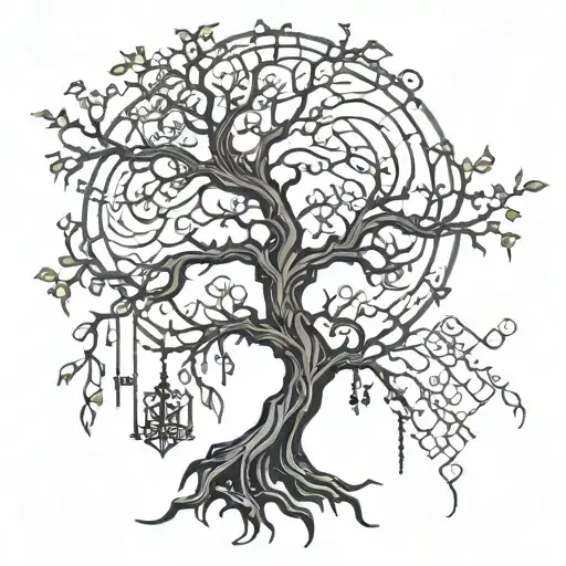 gothic tree with a signature incorporated tattoo design idea