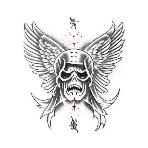 angel and devil double edged dagger  tattoo design idea