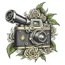gun & camera tattoo design idea