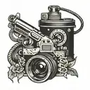 gun & camera tattoo design idea
