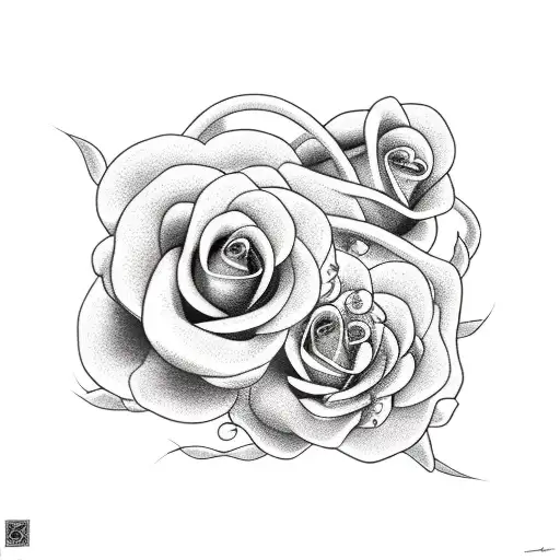 snake with roses fine line tattoo design idea