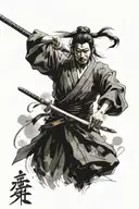 a sword writing in it quotes from Miyamoto Musashi tattoo design idea