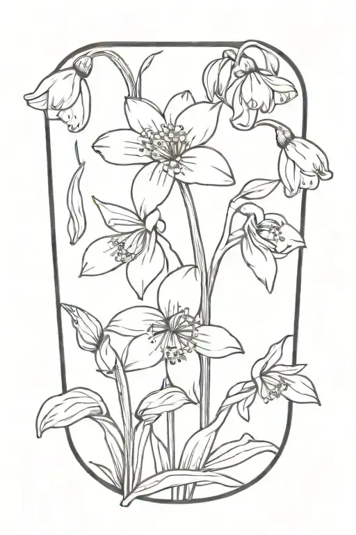 snowdrop and poppy flowers intertwined tattoo design idea