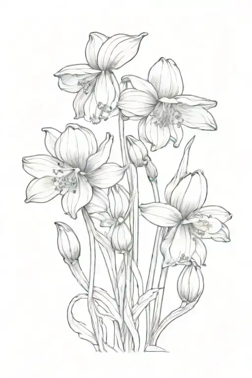 snowdrop and poppy flower tattoo design idea