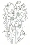 snowdrop and poppy flowers intertwined tattoo design idea