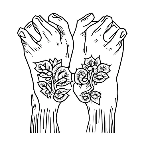 Ivy covering wrist and thumb tattoo design idea